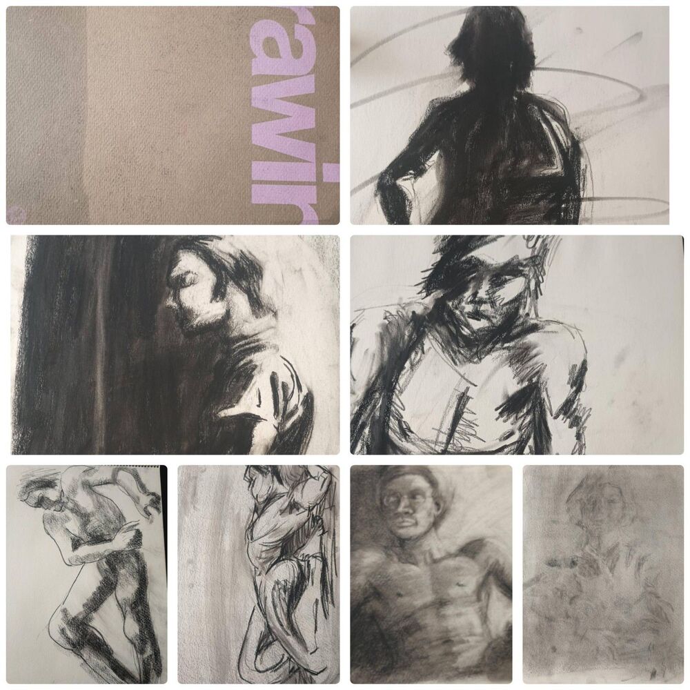 Vintage Strathmore 400 Drawing Pad Original Charcoal Figure Studies 1960s/70s...